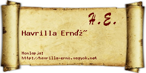 Havrilla Ernő névjegykártya